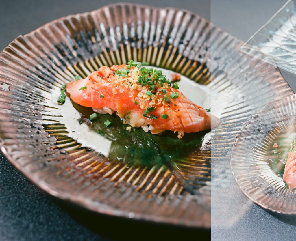 Sashimi taken on a Mamiya RZ67 pro, ronin omakase located in Melbourne CBD, which is medium format film