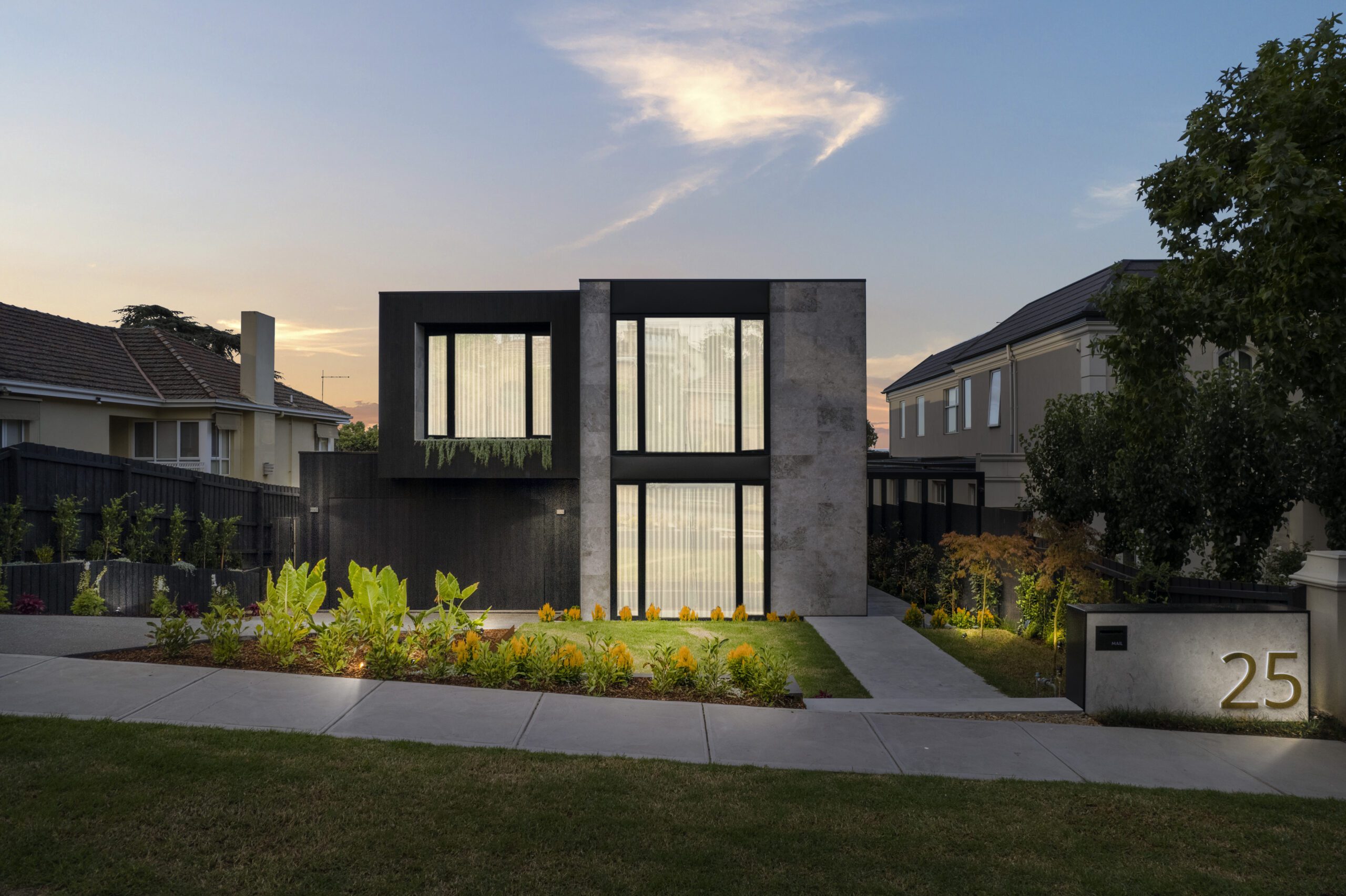 day to dusk 25 corby street balwyn north aerial view, high end house, kingdom of goodness